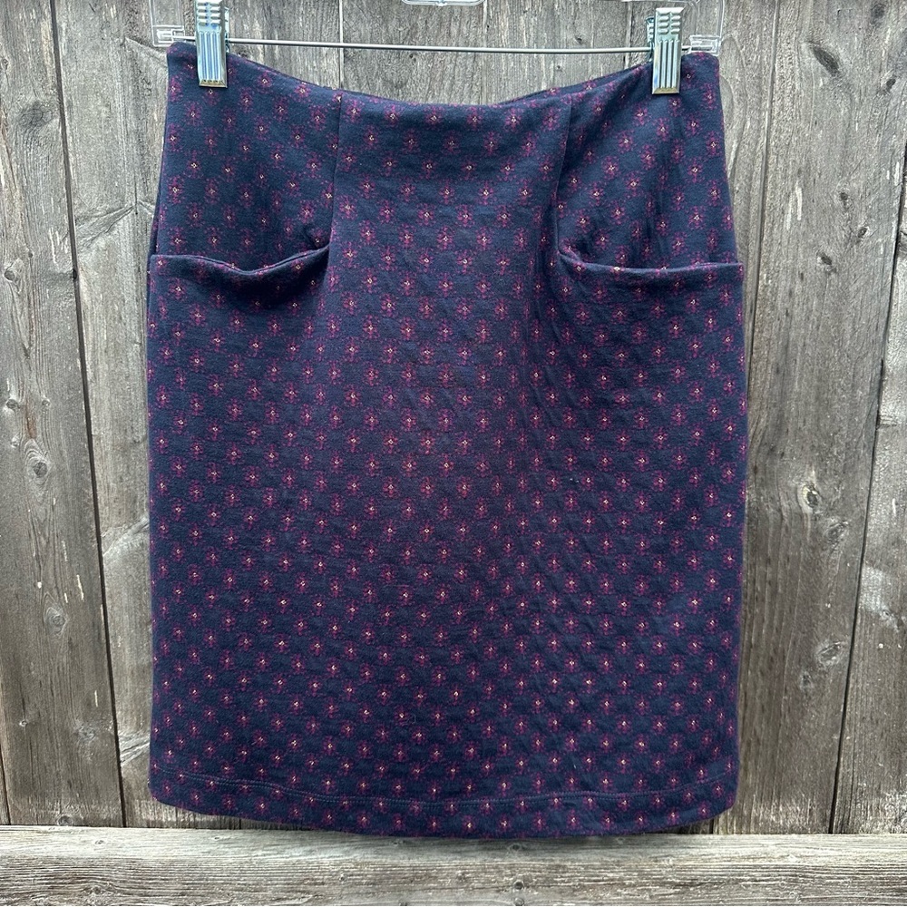 Fat Face United Kingdom Ditsy Navy Cotton Blend Jersey Mini Skirt Sz 4